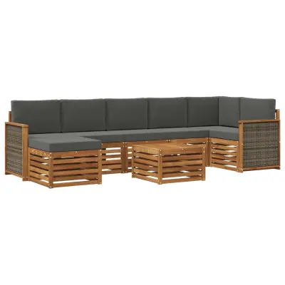 vidaXL Zunanja garnitura za sedenje 7 pcs Naravna in antracitna