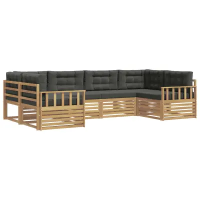 vidaXL Zunanja garnitura za sedenje z blazino 6 pcs Bela in antracit