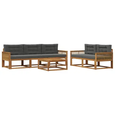 vidaXL Zunanja garnitura za sedenje 6 pcs Naravna in antracitna