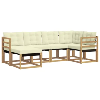 vidaXL Zunanja garnitura za sedenje z blazino 6 pcs Bela in krem