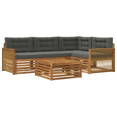 vidaXL Zunanja garnitura za sedenje 5 pcs Naravna in antracitna