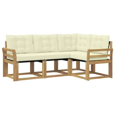 vidaXL Zunanja garnitura za sedenje z blazino 4 pcs Bela in krem
