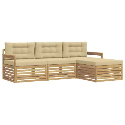vidaXL Zunanja garnitura za sedenje 4 pcs Bela in bež Poliester