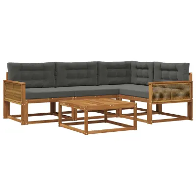 vidaXL Zunanja garnitura za sedenje 5 pcs Naravna in antracitna