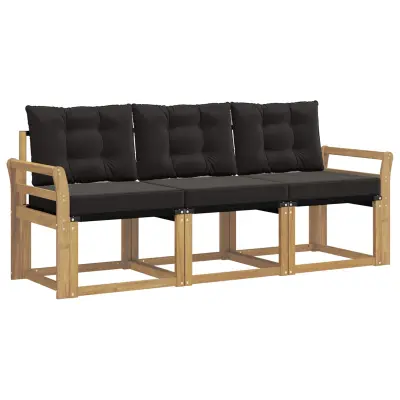 vidaXL Zunanja garnitura za sedenje z blazino 3 pcs Bela in črna