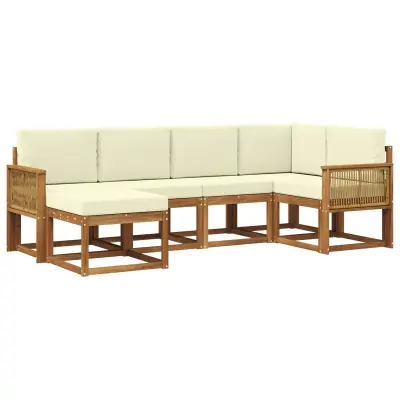 vidaXL Zunanja garnitura za sedenje 6 pcs Naravna in smetana Poliester