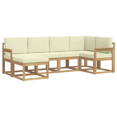 vidaXL Zunanja garnitura za sedenje 6 pcs Bela in krem Poliester