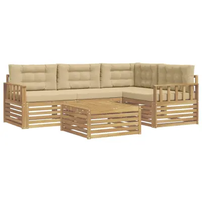 vidaXL Zunanja garnitura za sedenje 6 pcs Bela in bež Poliester