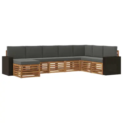 vidaXL Zunanja garnitura za sedenje 8 pcs Naravna in antracitna