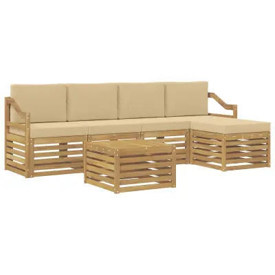 vidaXL Zunanja garnitura za sedenje 6 pcs Bela in bež Poliester