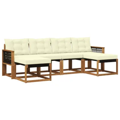 vidaXL Zunanja garnitura za sedenje z blazino 6 pcs Naravna in smetana