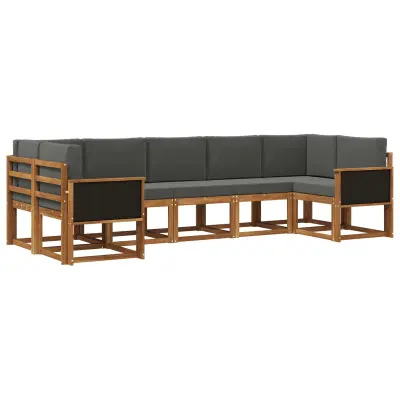 vidaXL Zunanja garnitura za sedenje 7 pcs Naravna in antracitna