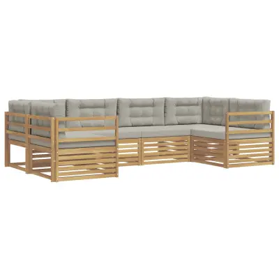vidaXL Zunanja garnitura za sedenje 6 pcs Bela in svetlo siva