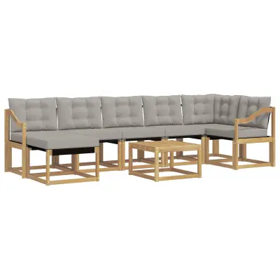 vidaXL Zunanja garnitura za sedenje 8 pcs Bela in svetlo siva