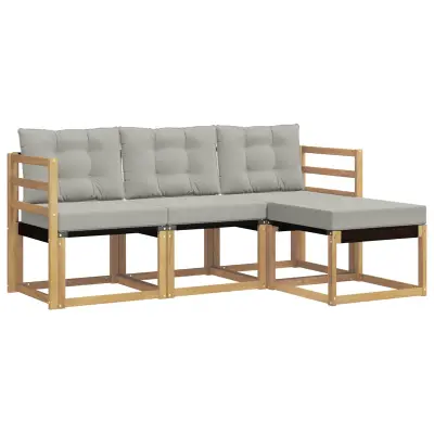 vidaXL Zunanja garnitura za sedenje 4 pcs Bela in svetlo siva