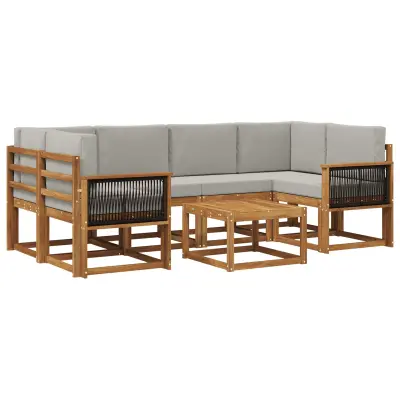 vidaXL Zunanja garnitura za sedenje 5 pcs Naravna in svetlo siva