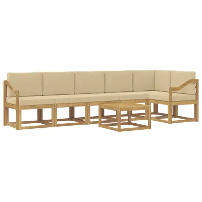vidaXL Zunanja garnitura za sedenje 7 pcs Bela in bež Poliester