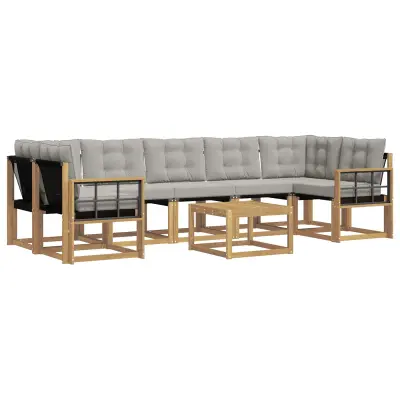 vidaXL Zunanja garnitura za sedenje 8 pcs Bela in svetlo siva