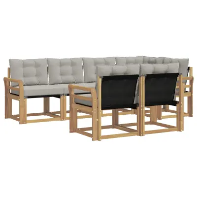 vidaXL Zunanja garnitura za sedenje 7 pcs Bela in svetlo siva