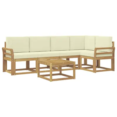 vidaXL Zunanja garnitura za sedenje z blazino 6 pcs Bela in krem