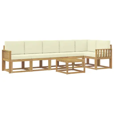 vidaXL Zunanja garnitura za sedenje 7 pcs Bela in krem Poliester