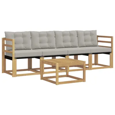 vidaXL Zunanja garnitura za sedenje 5 pcs Bela in svetlo siva