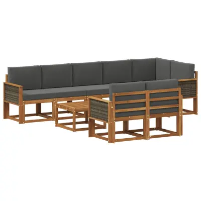 vidaXL Zunanja garnitura za sedenje 9 pcs Naravna in antracitna