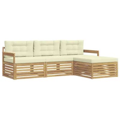 vidaXL Zunanja garnitura za sedenje 4 pcs Bela in krem Poliester