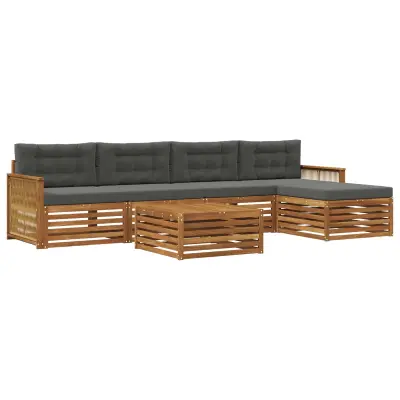 vidaXL Zunanja garnitura za sedenje 6 pcs Naravna in antracitna