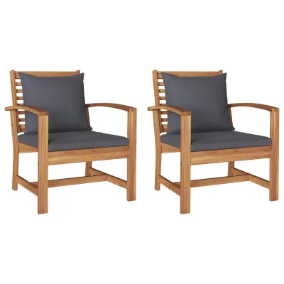 vidaXL Stol z blazino 2 Kos Rjava in temno siva 65 x 60 x 76,5 cm