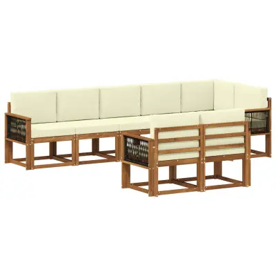 vidaXL Zunanja garnitura za sedenje 8 pcs Naravna in smetana Poliester