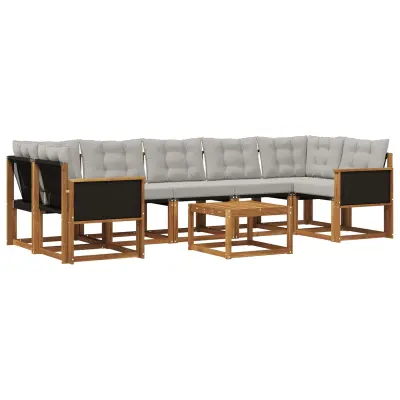vidaXL Zunanja garnitura za sedenje 8 pcs Naravna in svetlo siva