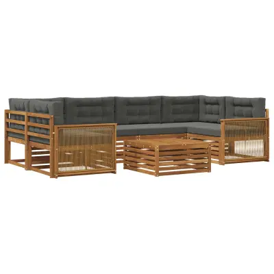 vidaXL Zunanja garnitura za sedenje 7 pcs Naravna in antracitna