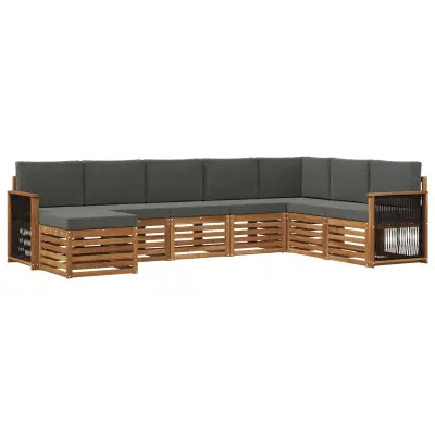 vidaXL Zunanja garnitura za sedenje 6 pcs Naravna in antracitna