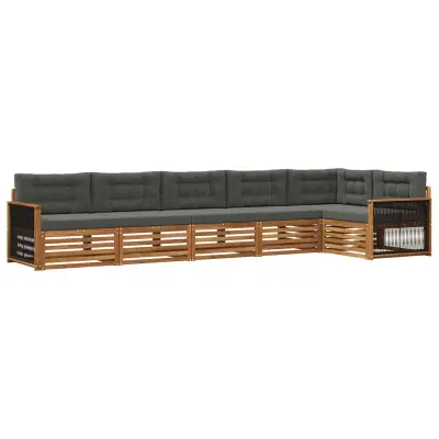 vidaXL Zunanja garnitura za sedenje 6 pcs Naravna in antracitna