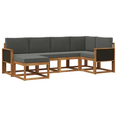 vidaXL Zunanja garnitura za sedenje 6 pcs Naravna in antracitna