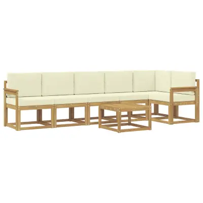 vidaXL Zunanja garnitura za sedenje 7 pcs Bela in krem Poliester