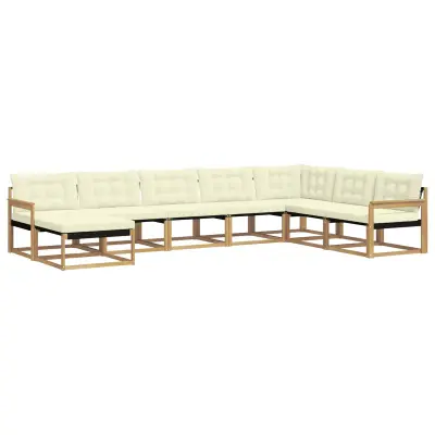 vidaXL Zunanja garnitura za sedenje z blazino 8 pcs Bela in krem