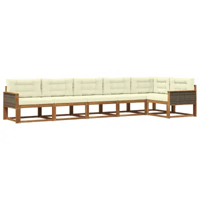 vidaXL Zunanja garnitura za sedenje z blazino 6 pcs Naravna in smetana