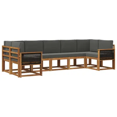 vidaXL Zunanja garnitura za sedenje 7 pcs Naravna in antracitna