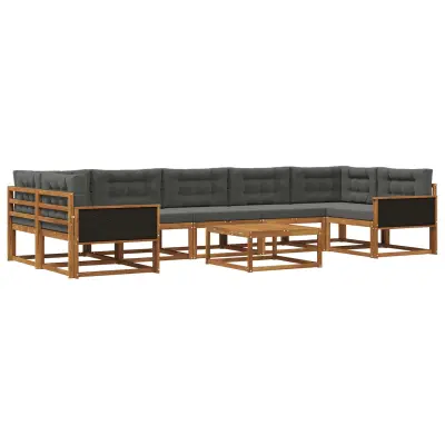 vidaXL Zunanja garnitura za sedenje 8 pcs Naravna in antracitna