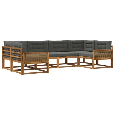 vidaXL Zunanja garnitura za sedenje 6 pcs Naravna in antracitna