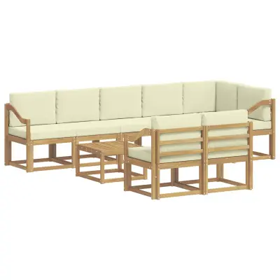 vidaXL Zunanja garnitura za sedenje 9 pcs Bela in krem Poliester