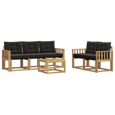 vidaXL Zunanja garnitura za sedenje z blazino 6 pcs Bela in črna