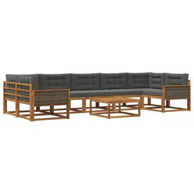 vidaXL Zunanja garnitura za sedenje 8 pcs Naravna in antracitna