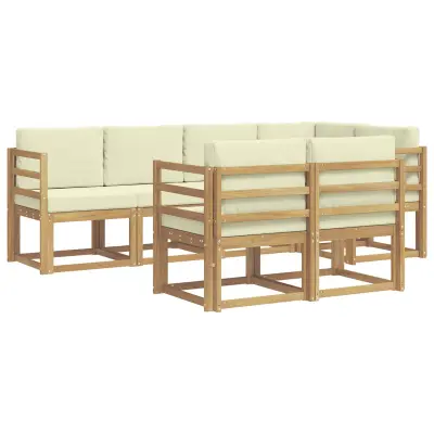 vidaXL Zunanja garnitura za sedenje 7 pcs Bela in krem Poliester