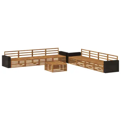 vidaXL Zunanja garnitura za sedenje 9 pcs Naravna Trden akacijev les