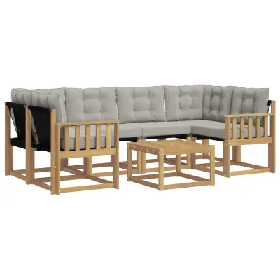 vidaXL Zunanja garnitura za sedenje 7 pcs Bela in svetlo siva
