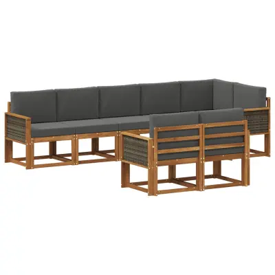 vidaXL Zunanja garnitura za sedenje 8 pcs Naravna in antracitna