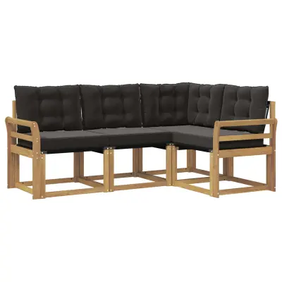 vidaXL Zunanja garnitura za sedenje z blazino 4 pcs Bela in črna